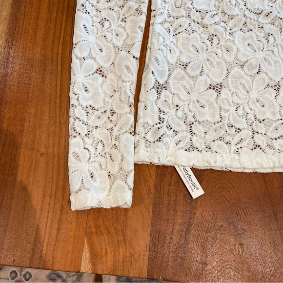 Patty Boutik Floral Lace Off Shoulder Top Stretch Knit Long Sleeve Top Small - Picture 5 of 6